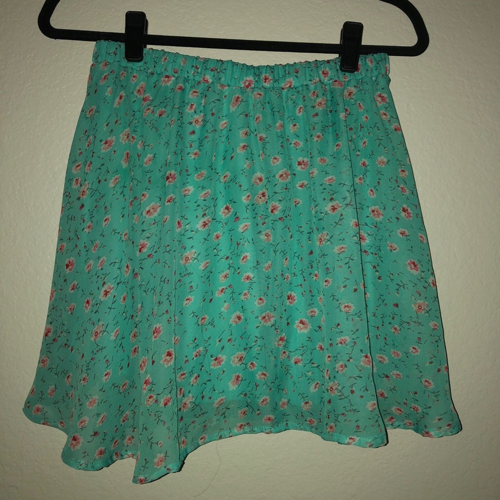 Wet Seal Green Skirt with Flowers